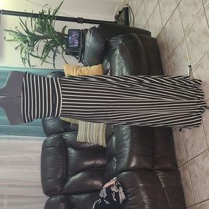 Large black with white stripe maxi dress